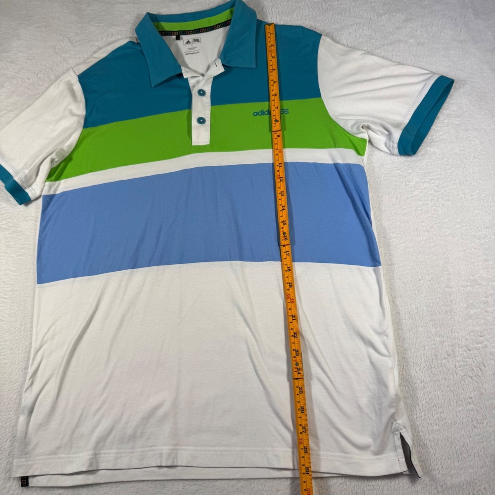 Adidas Golf Polo Shirt Mens Large White Teal Blue Green Excellent Colorblock - Picture 4 of 14